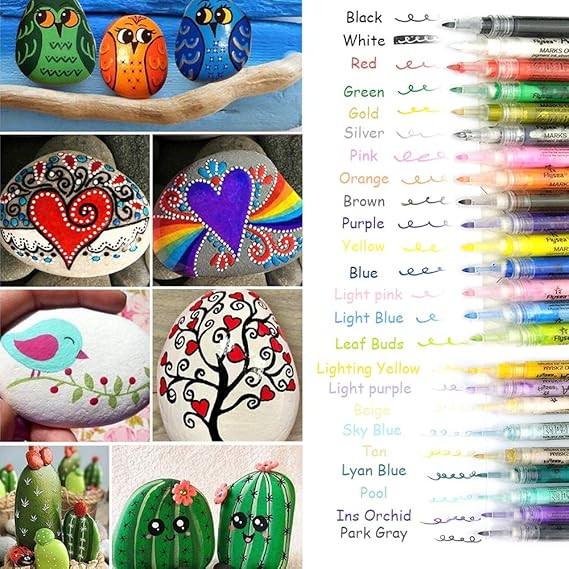 Set of 24 Acrylic Paint Pens 0.7 mm for Rock Painting, Ceramic, Porcelain, Glass, Stones, Pebbles... | Amazon (US)