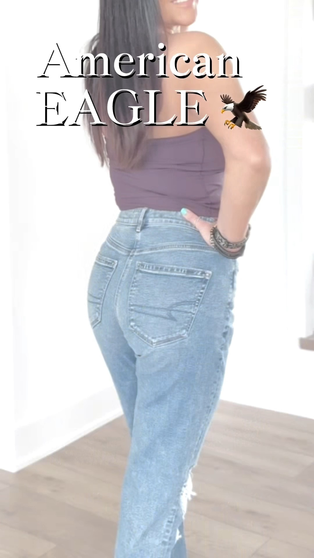 Ripped high-waisted mom jeans that are actually SO flattering 😮‍🔥
I didn’t think I’d love the mom jean trend but these changed my mind — the perfect relaxed fit with knee distressing, super comfy denim, and easy to dress up or down

Styled with a maroon tube top + classic white Vans for an effortless everyday outfit 🤍

Casual, comfy, and gives that “put together without trying” look 
#momjeans #americaneagle #AEjeans 

#LTKU #LTKMidsize #LTKootd