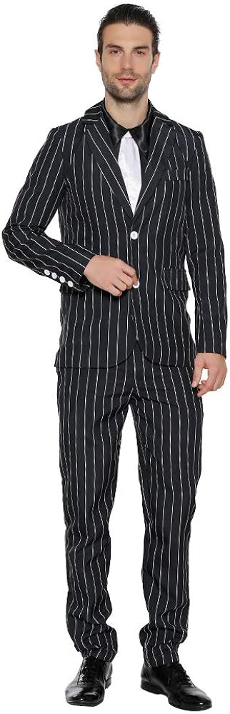 EraSpooky Men's 1920s Gangster Costume Wide Pin Stripe Suit Include Jacket Pants Shirt Front with... | Amazon (US)