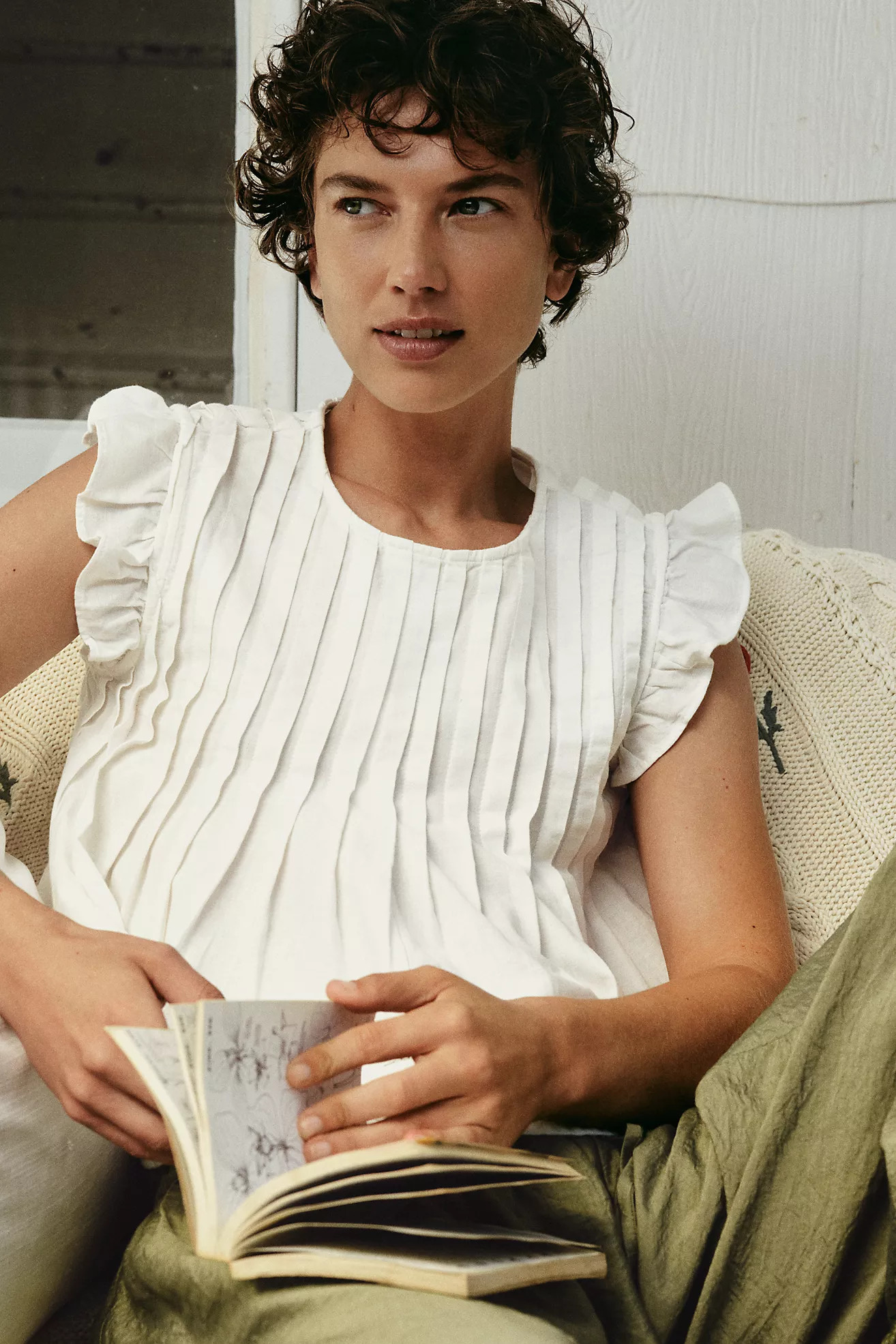 Pilcro Jade Cotton Linen Blouse | Anthropologie (US)