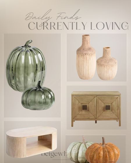 Beautiful and affordable Kirklands home decor! Loving the fall vibes of the glass pumpkins, the part of vases and light wood coffee table. The cabinet is so beautiful and so are the faux pumpkins. 

#LTKstyletip #LTKSeasonal #LTKhome