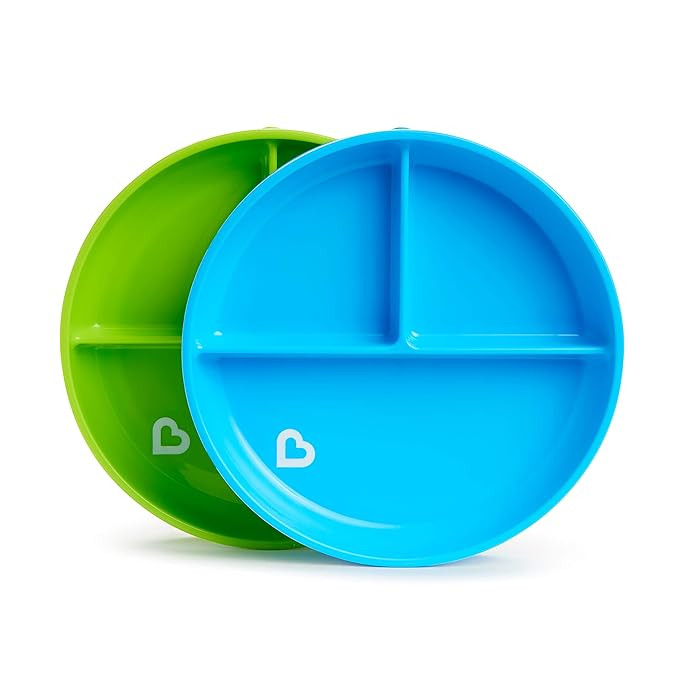 Munchkin Stay Put Divided Suction Plates, Blue/Green | Amazon (US)