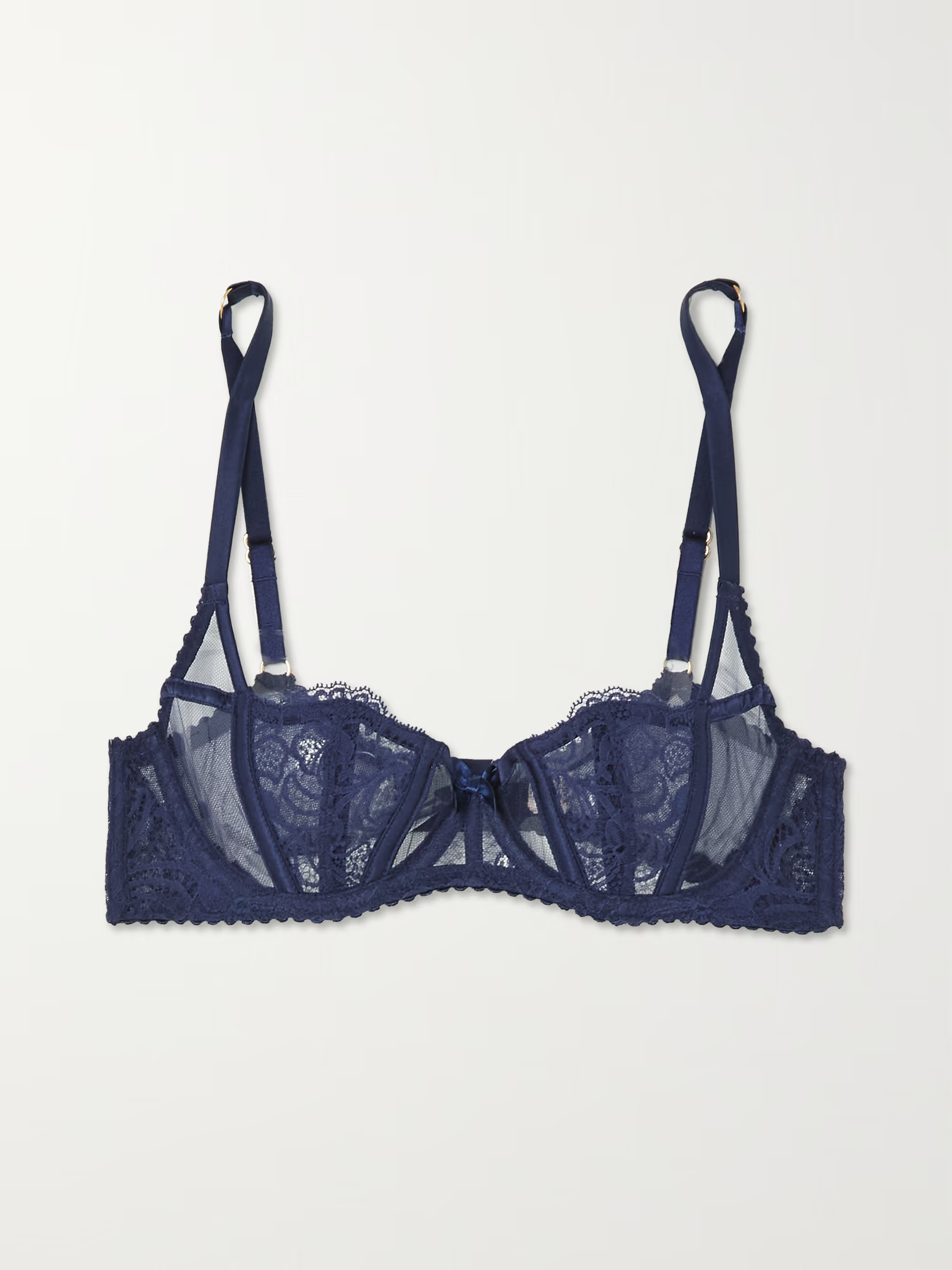 Rozlyn lace-paneled tulle underwired balconette bra | NET-A-PORTER (US)