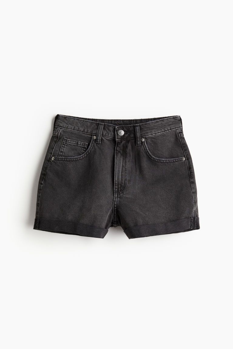 H & M - High Waist Denim Shorts - Black | H&M (US + CA)