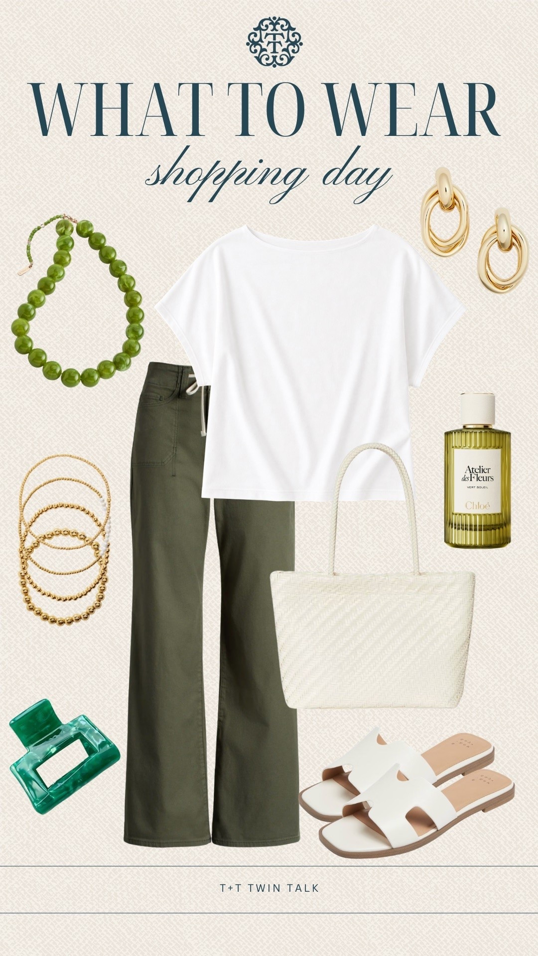 T+T, what to wear! These green pants from Nordstrom are a great find for a pop of color! Paired with a simple white tee from Target, then green and gold accessories that pull everything together!

#LTKSeasonal #LTKOver40 #LTKMidsize