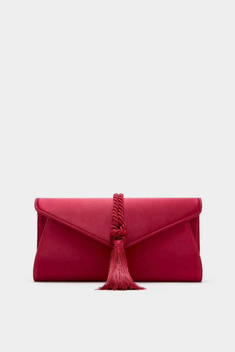 Cranberry Satin Gabrielle Clutch | Tuckernuck (US)