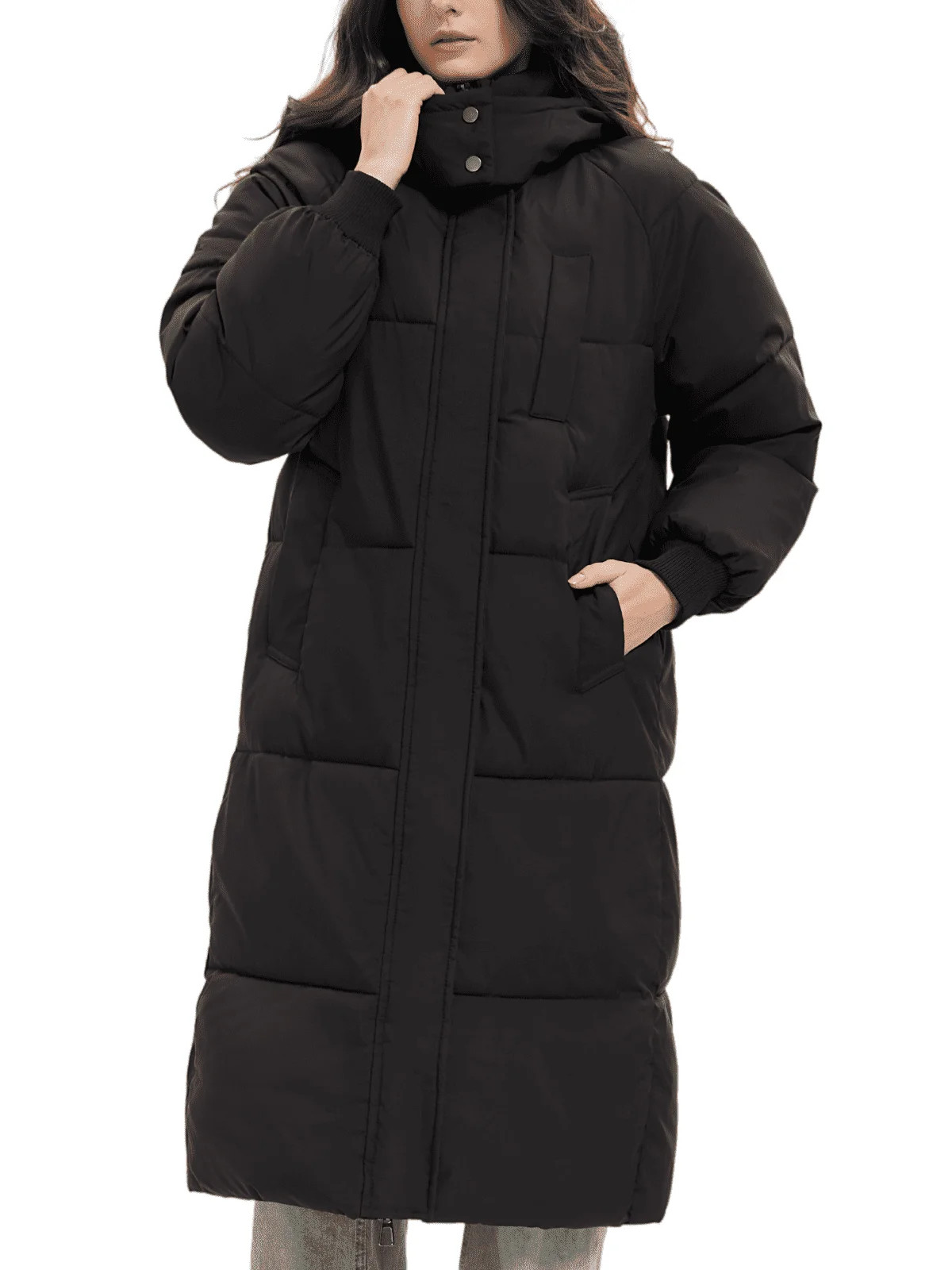 PUFFIT Women Long Puffer Jacket Hood Winter Water Repellent Puffer Coat Wind-resistant Warm Ladie... | Walmart (US)