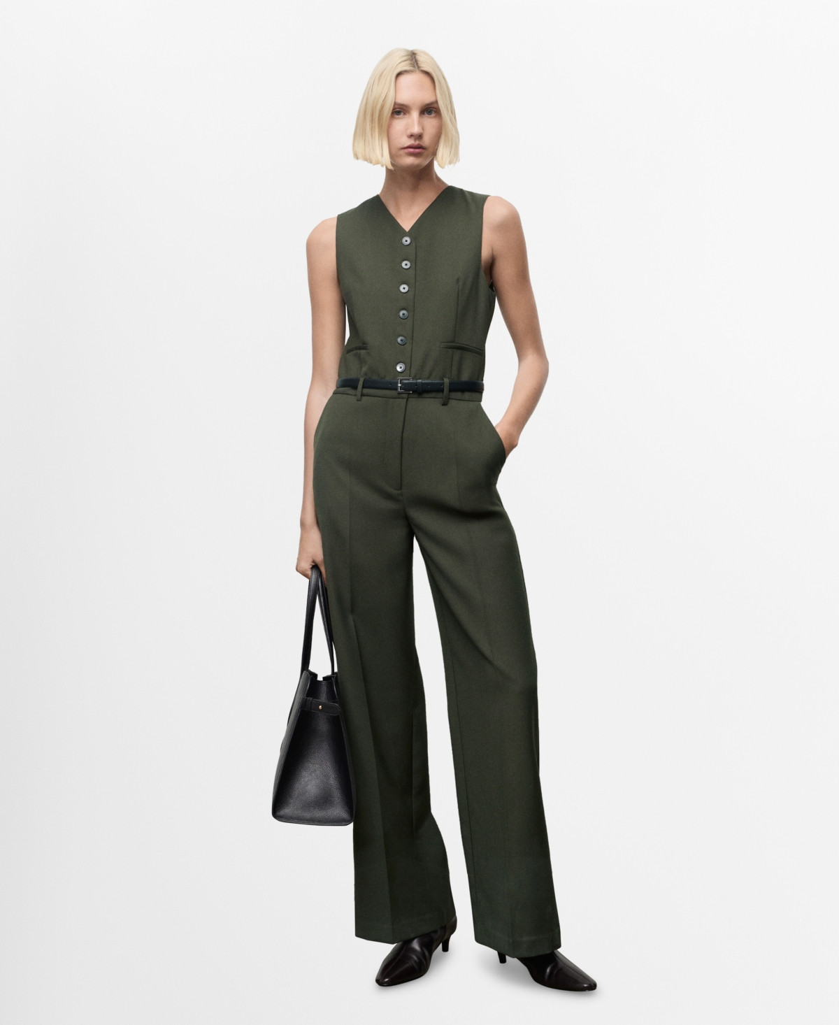 Mango Women's Suit-Style Jumpsuit - Khaki | Macy's