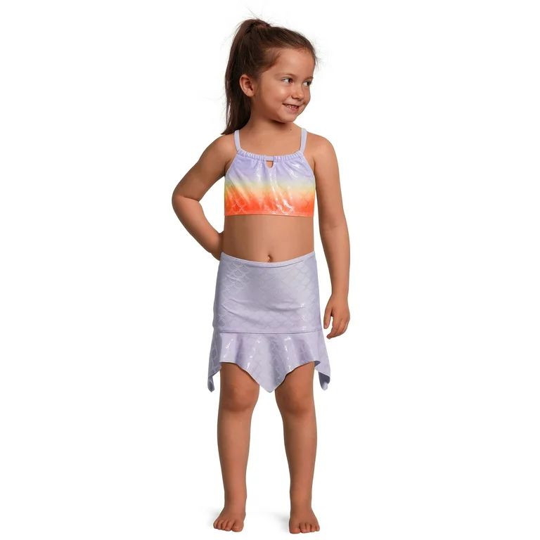 Wonder Nation Toddler Girl Three-Piece Mermaid Swim Set, Sizes 12M-5T | Walmart (US)