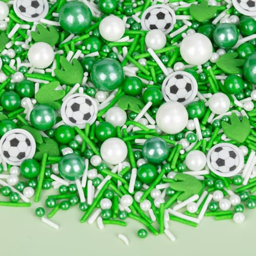 Twisweet Soccer Ball Sprinkles for Cake Decorating, Edible Sugar Pearls & Football Wafer Paper Confetti, Baking Sprinkles for Cupcake Cookie Ice Cream Cake Toppers, Match Viewing Events Celebration Birthday Party Decorations (130g/4.58oz) | Amazon (US)