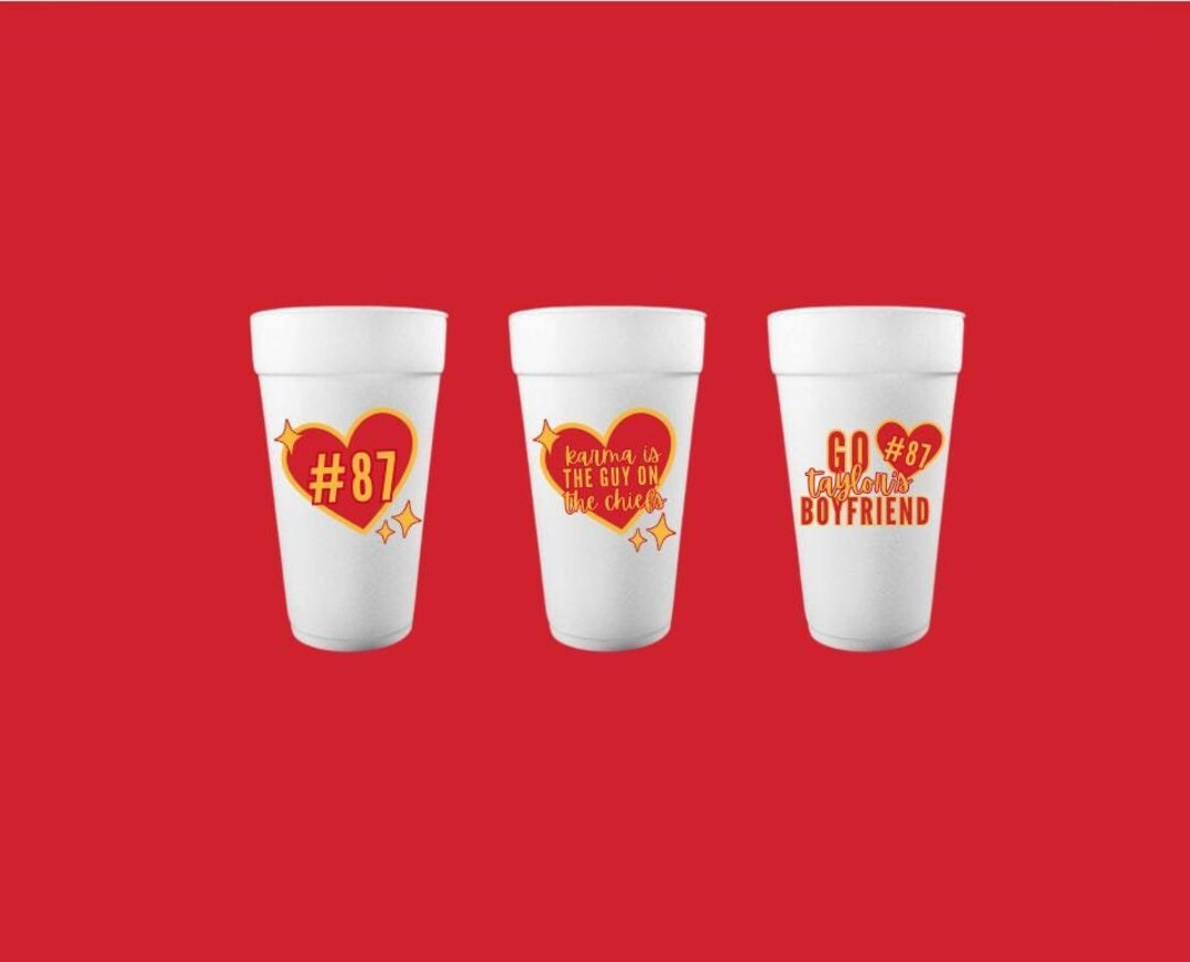 Taylor Swift Themed Super Bowl Party Cups Chiefs Super Bowl Party, Travis Kelce & Taylor Swift Wa... | Etsy (US)