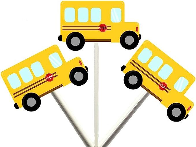 Crafty Cue School Bus Cupcake Toppers | Amazon (US)