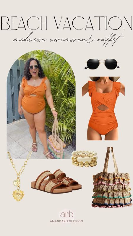 Beach vacation, midsize swimwear outfit! One piece swimsuit is from Amazon!

#LTKmidsize #LTKswim #LTKstyletip