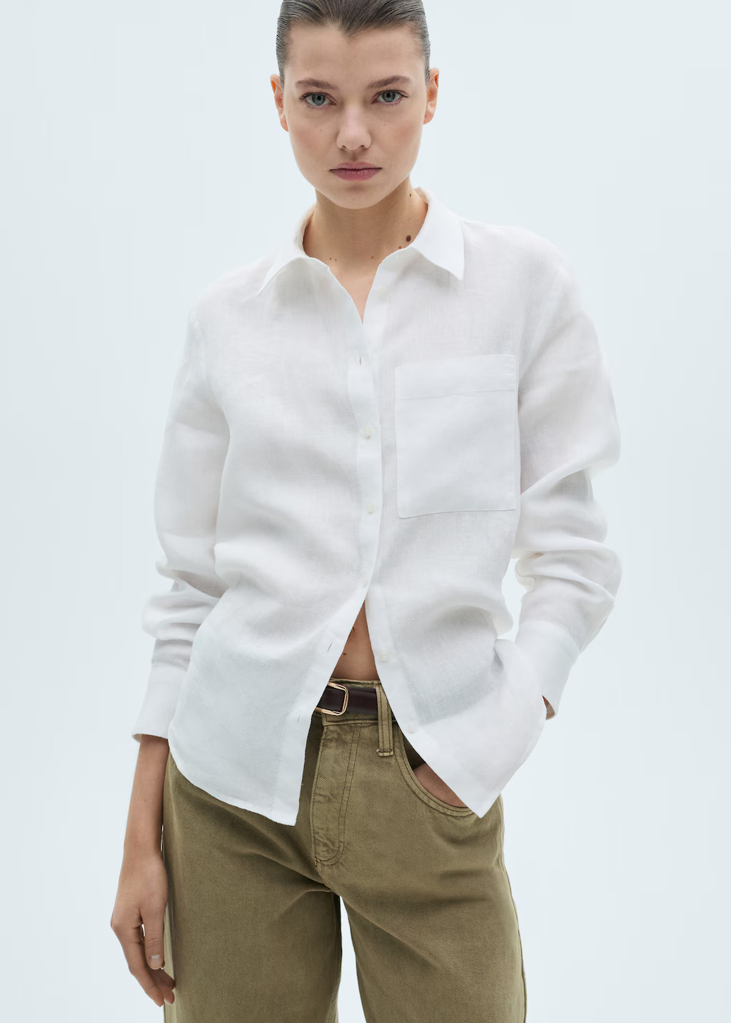 Pocket linen shirt - Women | MANGO United Kingdom | MANGO (UK)