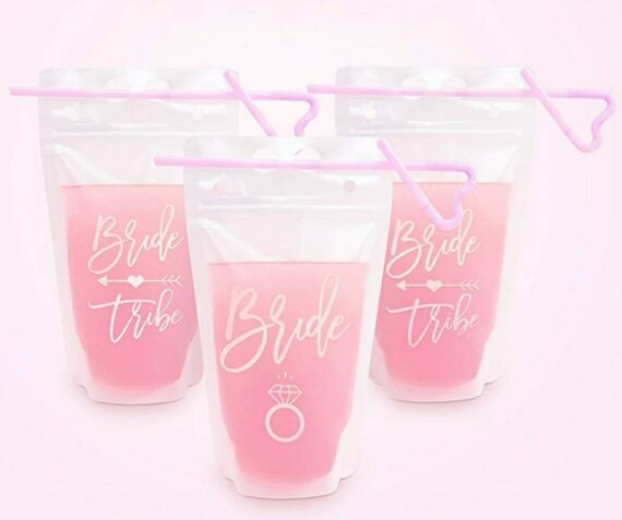 Rose Gold Bride Tribe Bachelorette Drink Pouch Cup with Straw 15 Oz. • Engagement Party Drink C... | Etsy (US)