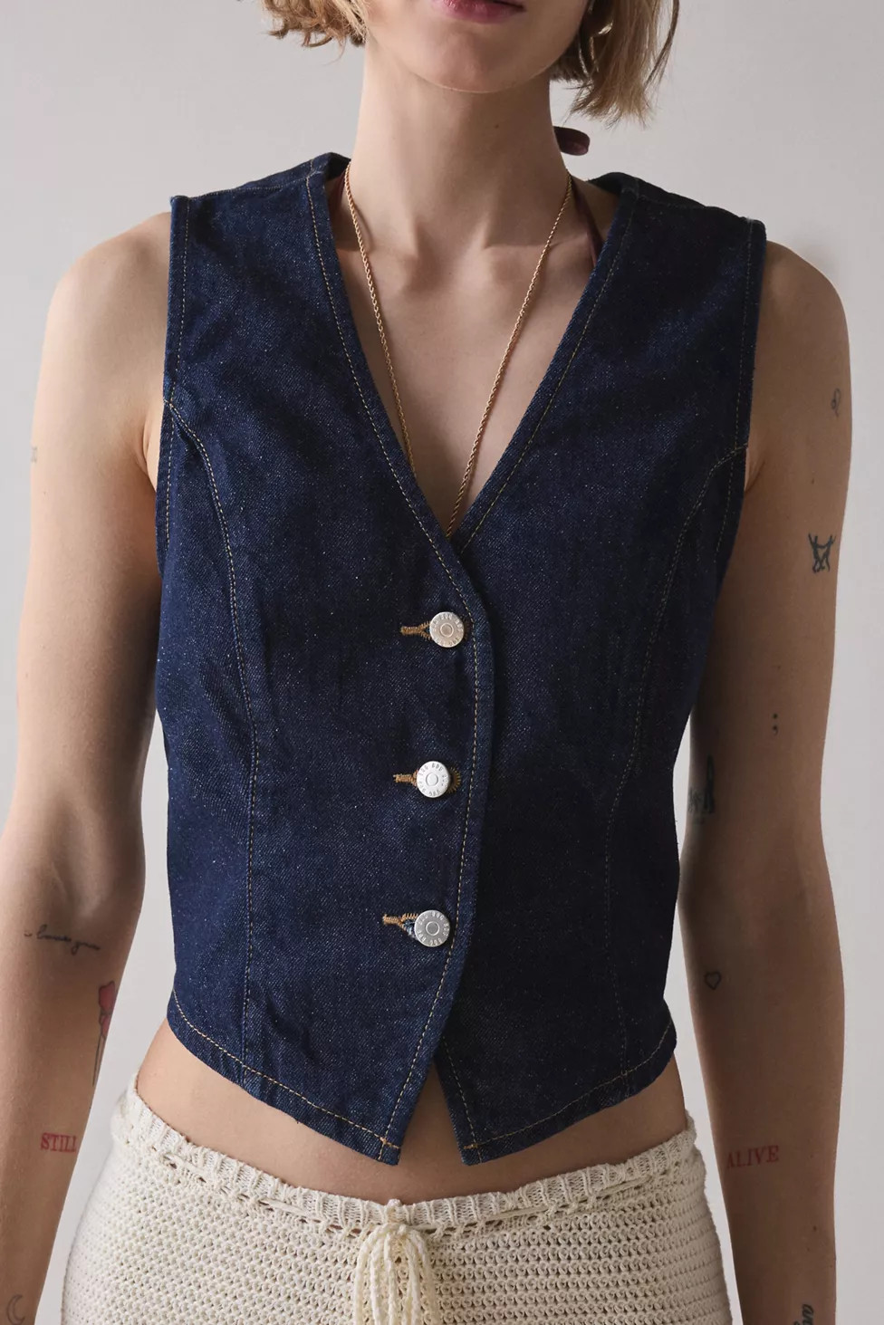 BDG Michelle V-Neck Denim Vest Top | Urban Outfitters (US and RoW)