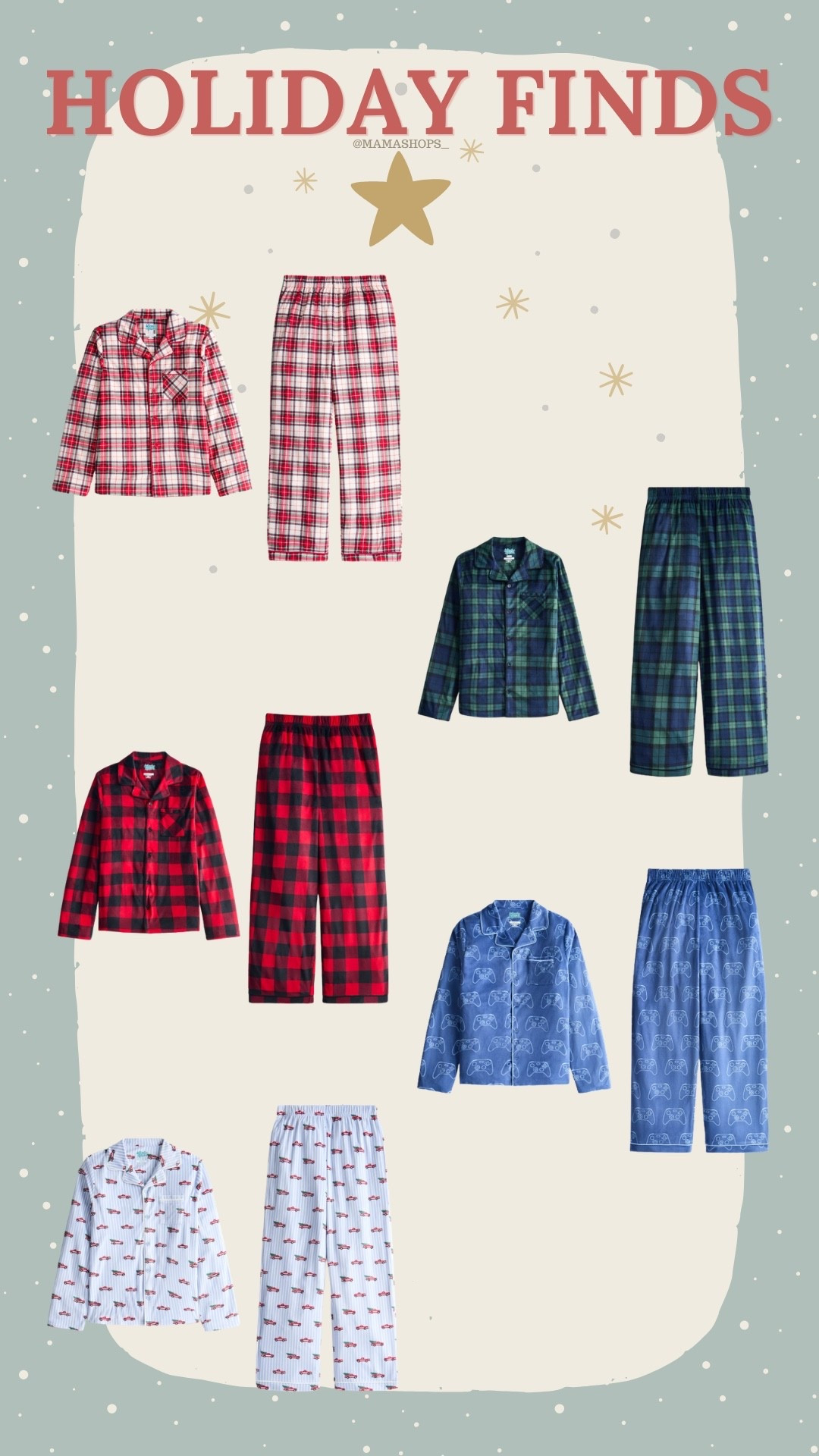 Wonder Nation boys button up pajama top & bottom set, you can find them @Walmart 🎄👦🏻

All items can be found in the link 🔗✨