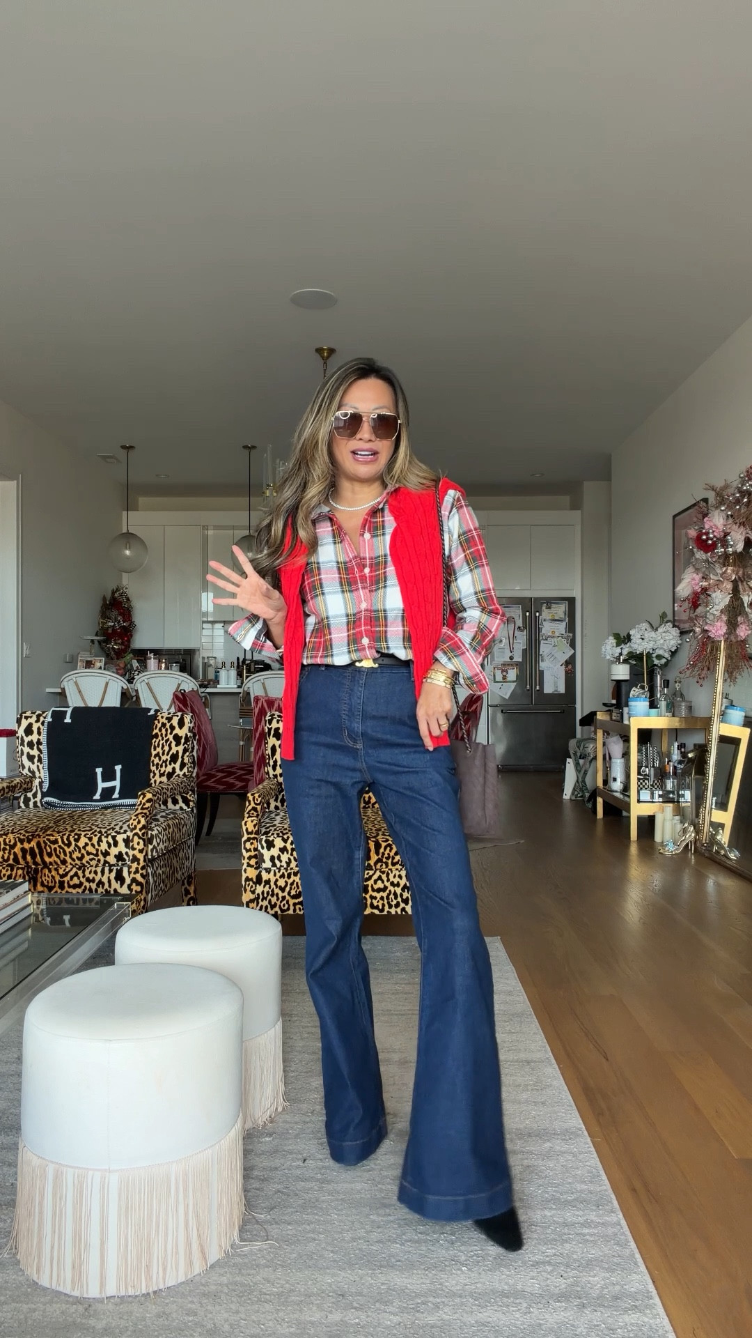 Walmart $24 trouser Jean restock. MJ fav size down. Ralph Lauren plaid shirt XS. Amazon crewneck sweater  

#LTKStyleTip #LTKHoliday