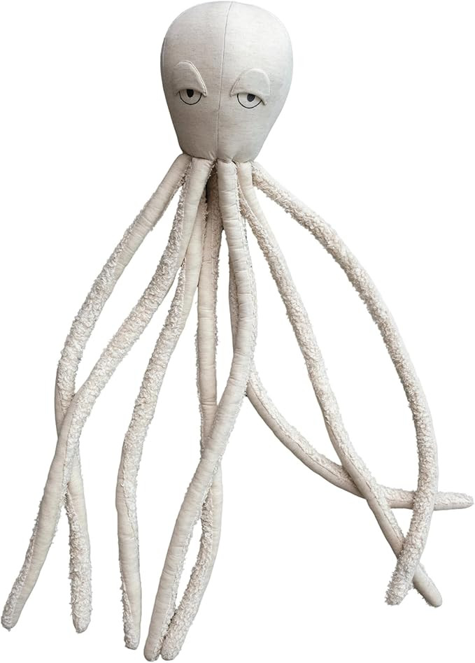 Creative Co-Op, White Cotton and Linen Octopus Shaped Pillow | Amazon (US)