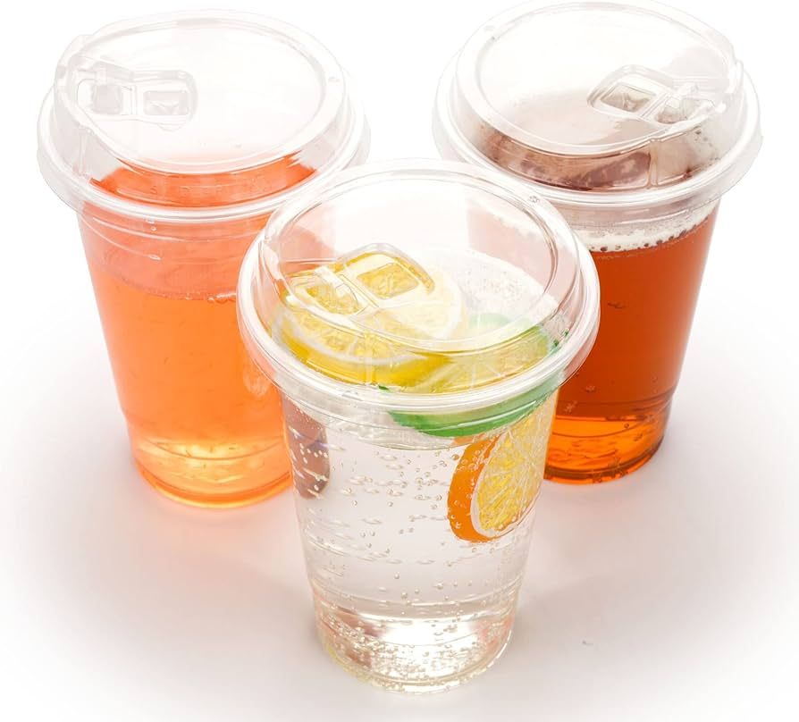 Golden Apple Cup series, 20oz Clear Plastic cups with Sip lids (Strawless) 30sets, BPA Free | Amazon (US)