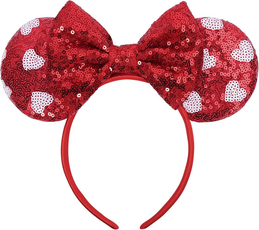 Valentine's Day Mouse Ears, Mouse Ears Valentine Headband for Adult Women Girls, Parks Ears for T... | Amazon (US)