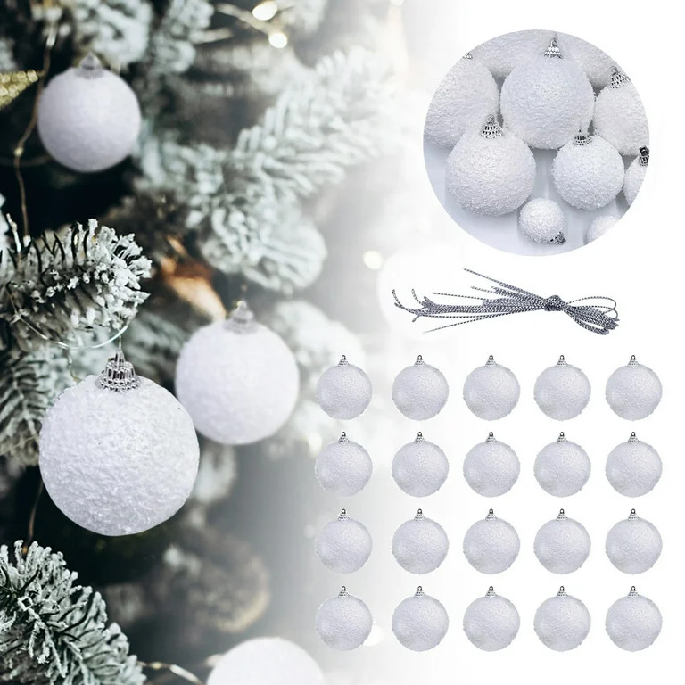 24PCS Christmas Ball Ornaments,White 2.36" Small Christmas Balls Christmas Tree Decoration Orname... | Walmart (US)