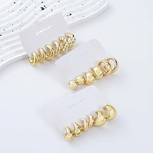 9 Pairs Chunky Gold Earrings Set for Women Trendy Lightweight Gold Plated Hoop Earrings Hypoaller... | Amazon (US)