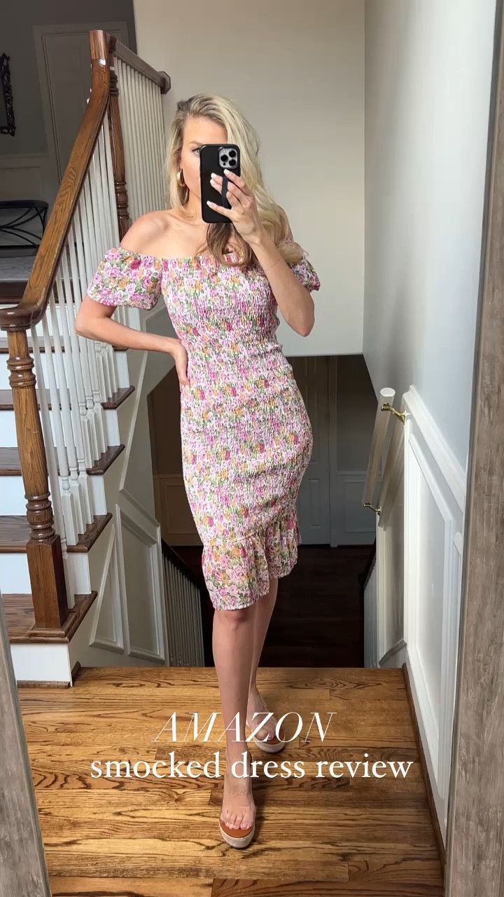 Smocked off the cheap shoulder midi dress