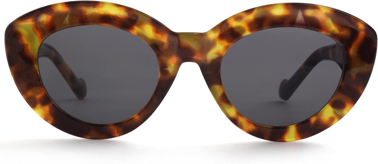 Kursan Cat Eye Sunglasses for Women Men Orange Clout Goggles Retro Oval Round Thick Frame Sun Gla... | Amazon (US)