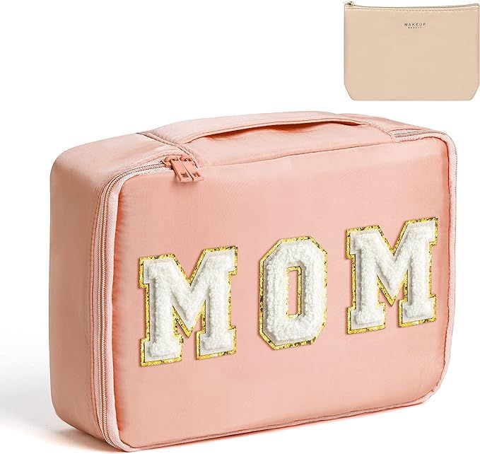 Best Mother Patch MOM Makeup Bag Large Capacity Travel Toiletry Bag with Brush Bags Cosmetic Bag ... | Amazon (US)