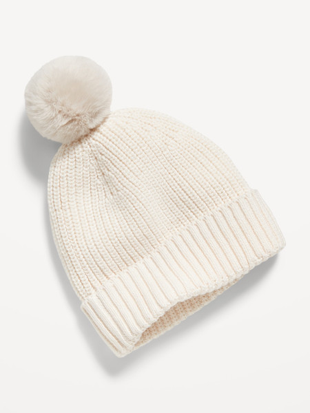 Rib-Knit Faux-Fur Pom-Pom Beanie for Baby | Old Navy (US)