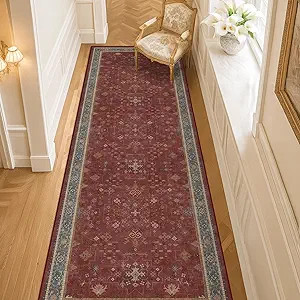 Dark Red 2'6''x8' Wide Hallway Runner Rug - Washable Kitchen Sink Rug, Non Slip 8ft Long Runner R... | Amazon (US)