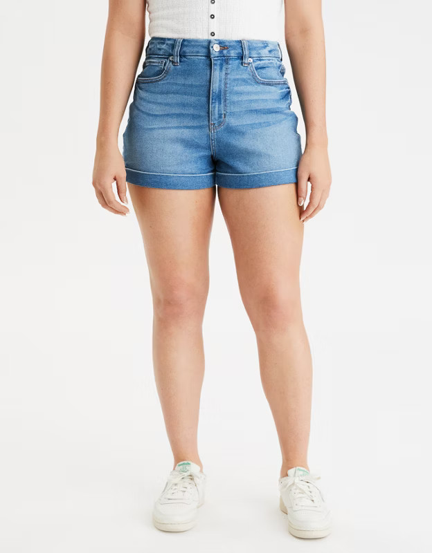 AE Curvy Denim Mom Shorts | American Eagle Outfitters (US & CA)