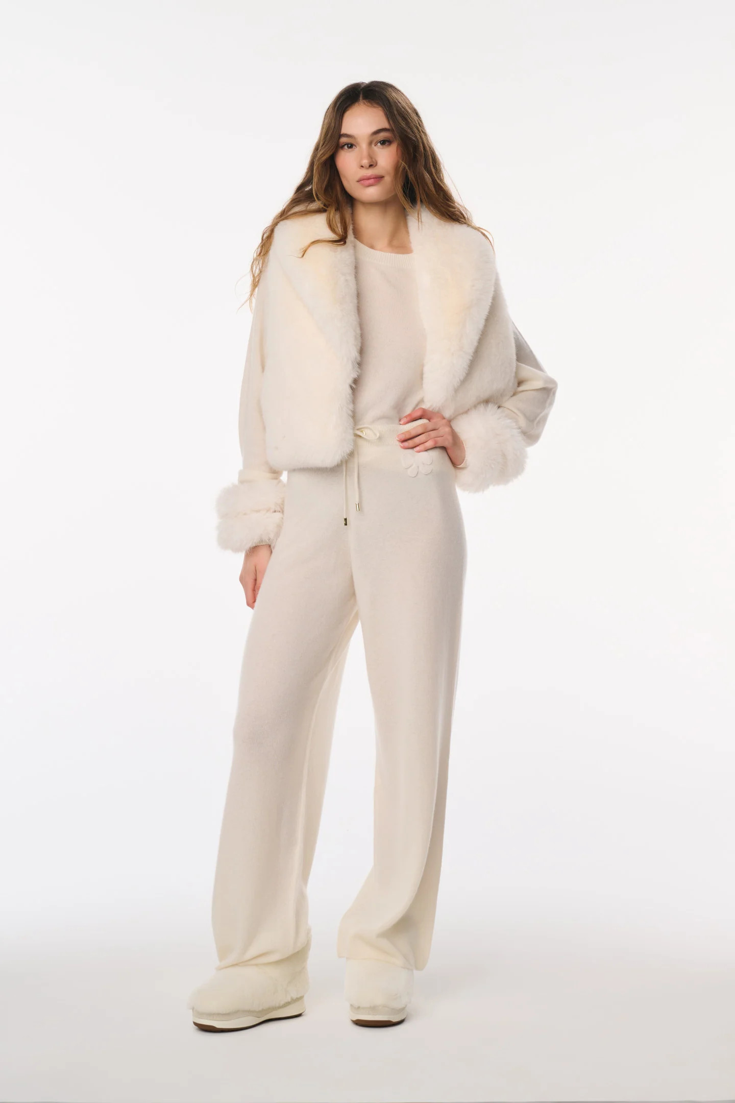 LoveShackFancy x MAX&MOI Billie Wool-Cashmere Pant IVORY FUR CASHMERE KNIT COMBO / XS | LoveShackFancy
