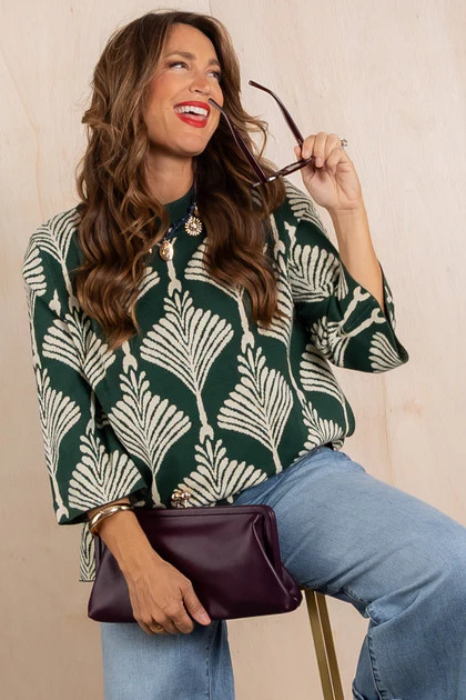 Come Here Forest Green Mock Neck Long Sleeve Sweater Top | The Willow Tree