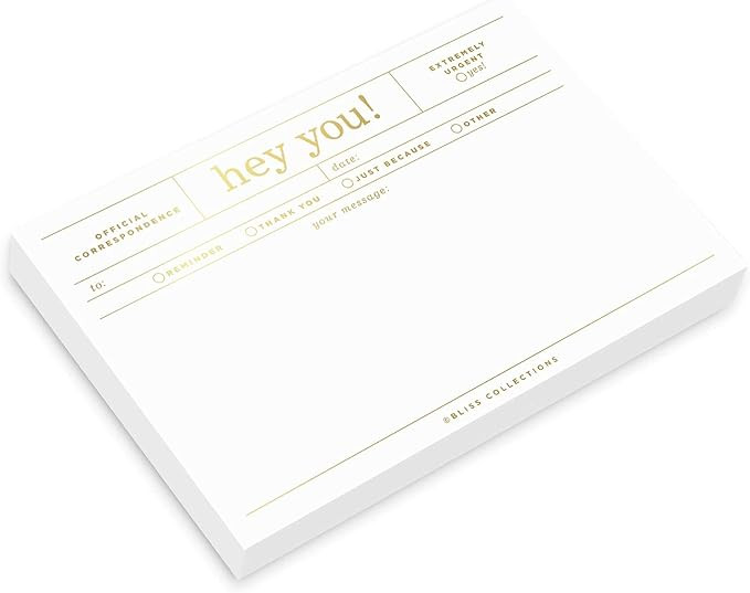 Bliss Collections Desk Notes and Messages, Gold Foil, "Hey You" Notepad to Send Reminders, Thank ... | Amazon (US)