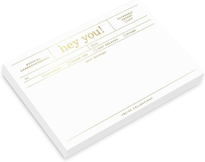 Bliss Collections Desk Notes and Messages, Gold Foil, "Hey You" Notepad to Send Reminders, Thank ... | Amazon (US)