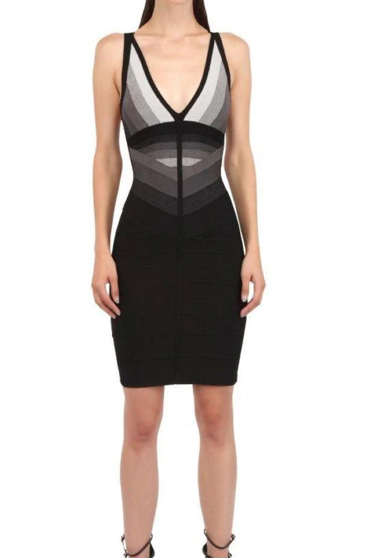 Herve Leger Black/Grey Bandage Dress | Italist.com US