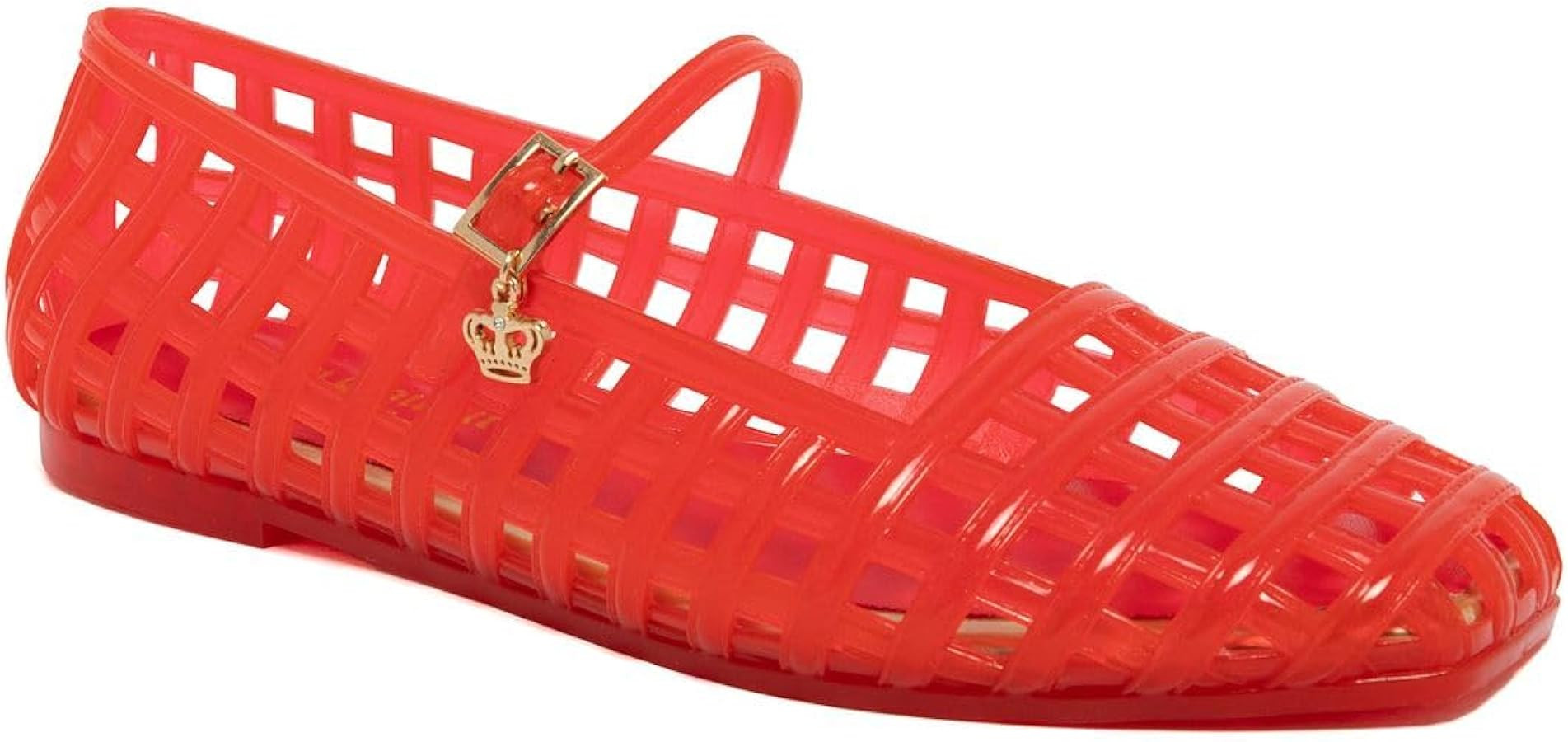 Juicy Couture Women's Jelly Mary Jane Flats, Caged Lattice Summer Shoes with Crown Charm | Amazon (US)