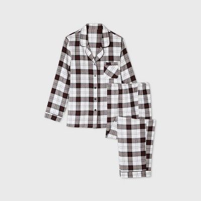 Women's Plus Size Holiday Plaid Flannel Matching Family Pajama Set - Wondershop™ White | Target