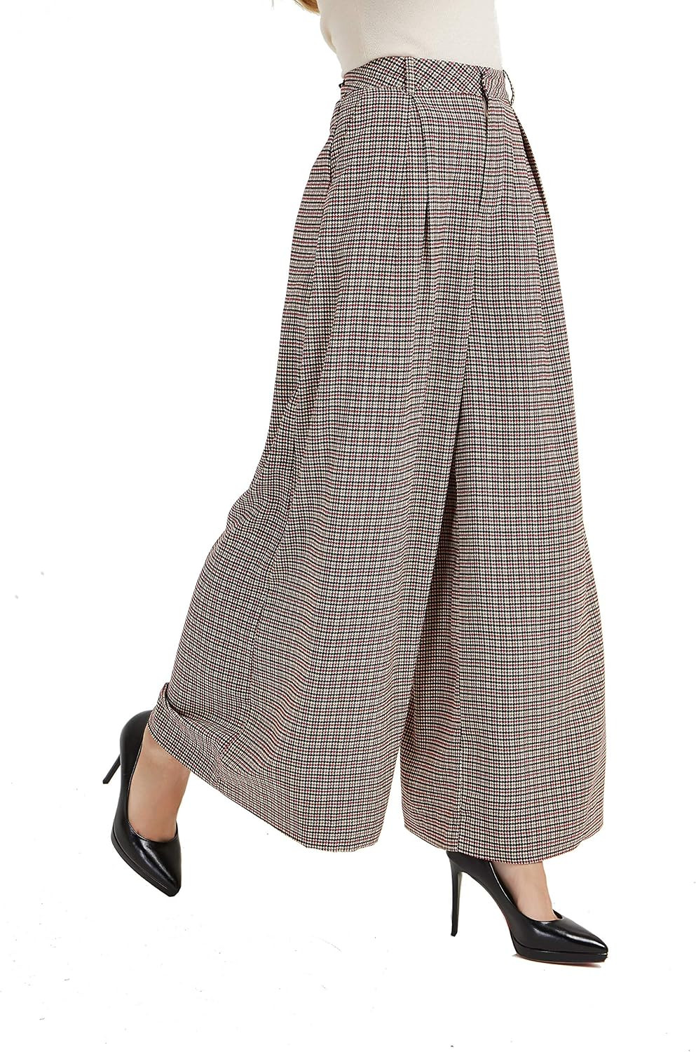 Tronjori Womens High Waist Casual Wide Leg Palazzo Business Pants | Amazon (US)
