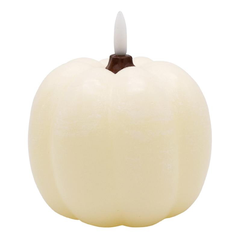 White Pumpkin Shaped LED Candle, 5" | At Home