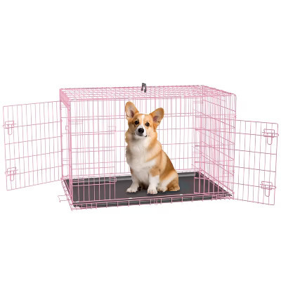 BestMassage 36 Inch Dog Crate Dog Cage Dog Kennel with Double Door Removable Tray & Handle Indoor Outdoor Pet Crate, Pink | Target
