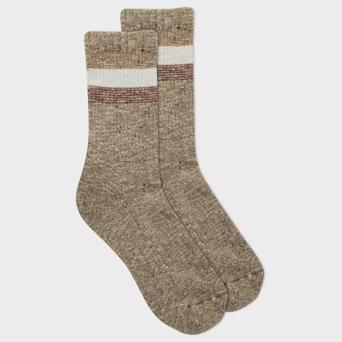 Alaska Knits Women's Timeless Wool Blend Striped Crew Socks - Beige 4-10 | Target