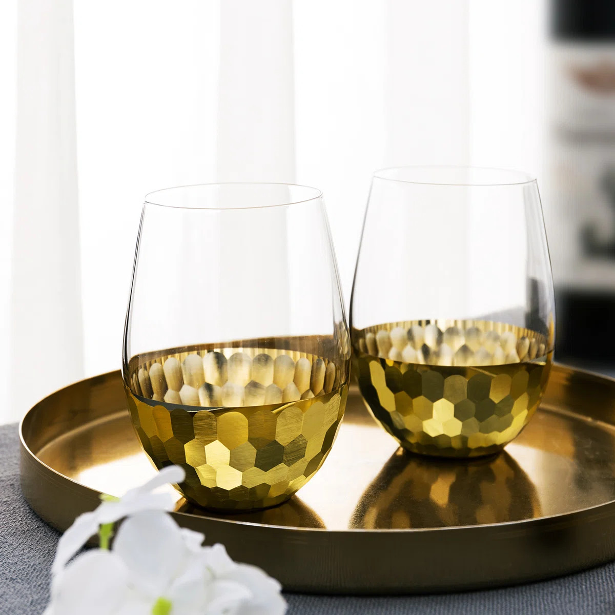 Montel Hammered 16oz. All Purpose Wine Glass (Set of 4) | Wayfair North America
