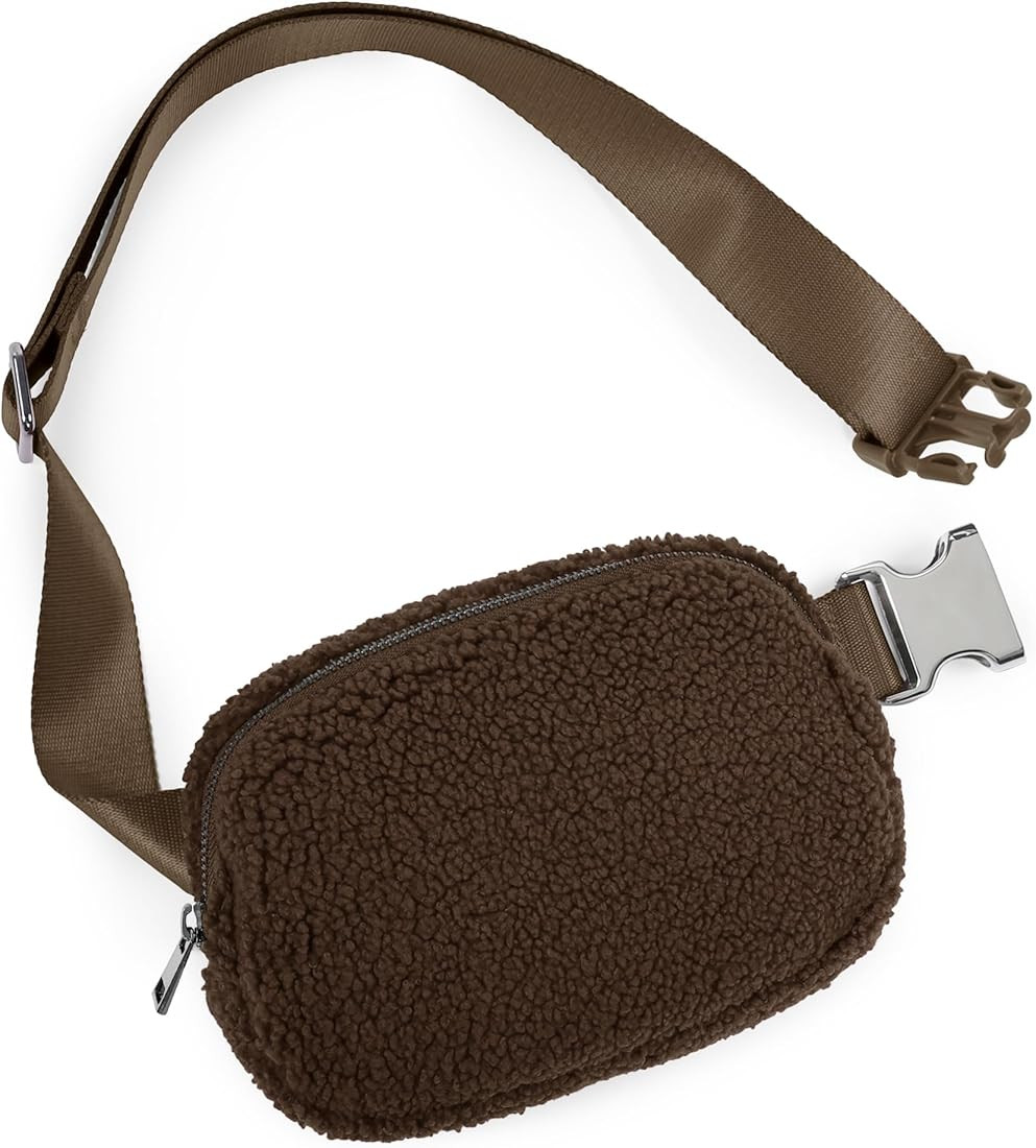ODODOS Fleece Mini Belt Bag with Adjustable Strap, Sherpa Small Waist Pouch Fanny Pack for Workou... | Amazon (US)