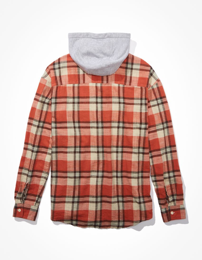 AE Super Soft Hooded Flannel Shirt | American Eagle Outfitters (US & CA)