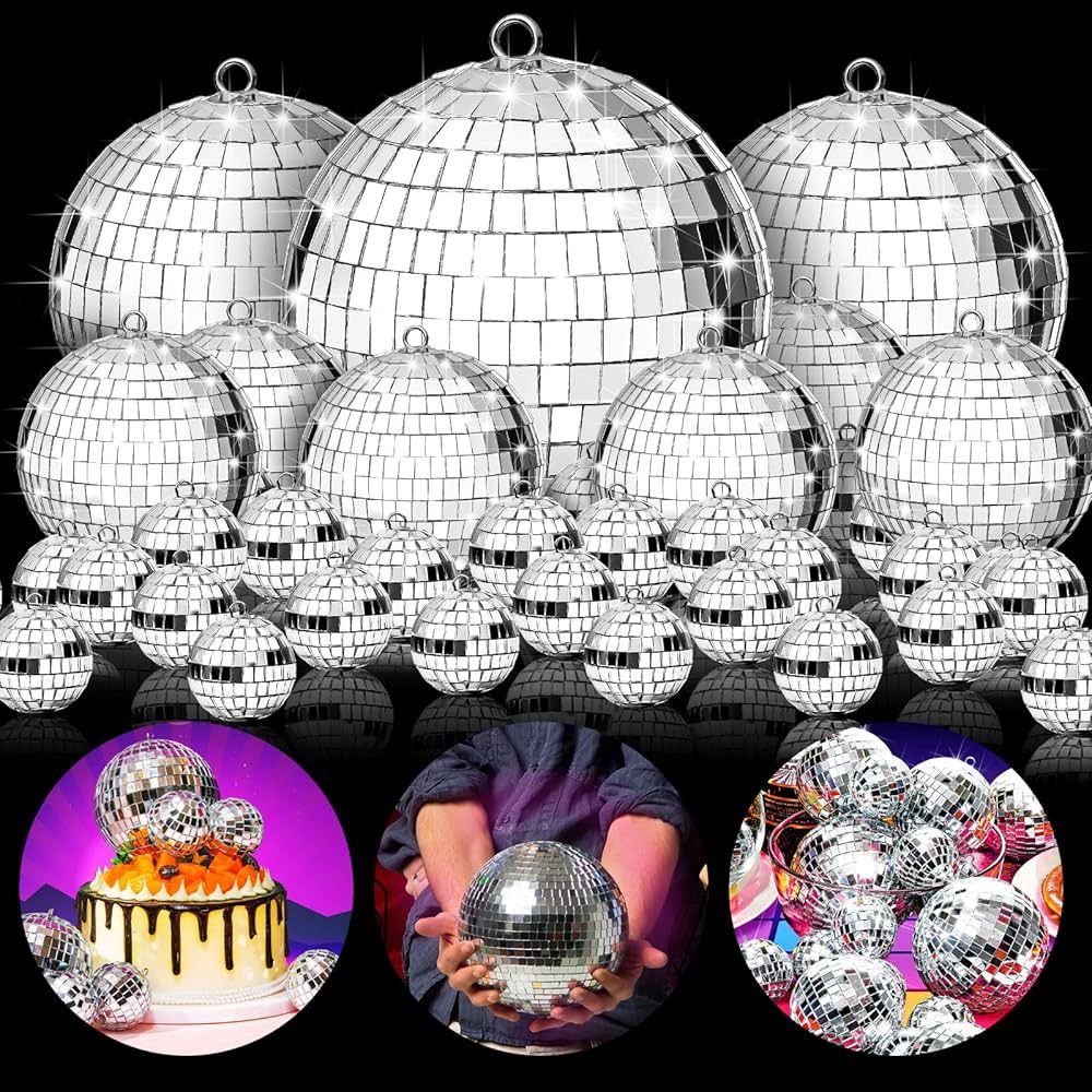 Sumind 35 Pcs Christmas Hanging Disco Balls Ornaments Mini Disco Ball Decorations Reflective Mirr... | Amazon (US)