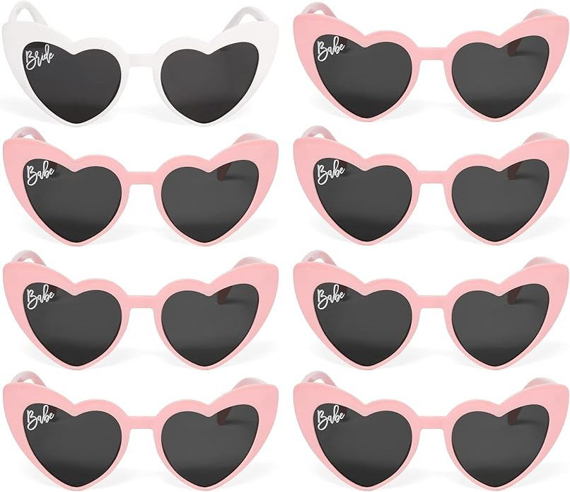 Bachelorette Sunglasses, Bridesmaid Sunglasses, Heart Shaped White & Pink Bride Sunglasses | Amazon (US)