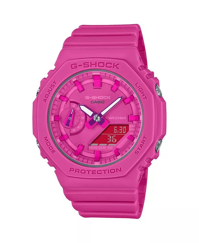 Unisex Two-Hand Quartz Analog Digital Pink Resin Watch, 42.9mm, GMAS2100P-4A | Macy's